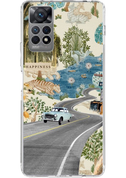 Redmi Note 12 Pro 4g Uyumlu Yeşil Sanatsal Yol Çiçekler Baskılı Silikon Kılıf