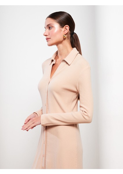 Yeni Sezon Polo Yaka Düz Uzun Kollu Elbise modelleri