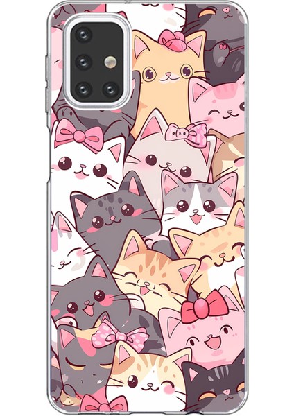 Samsung Galaxy M31S Uyumlu Sevimli Kediler Baskılı Silikon Kılıf
