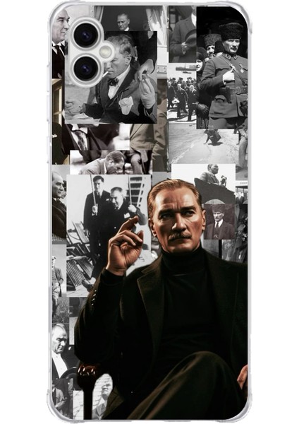 Samsung Galaxy A04 Uyumlu Mustafa Kemal Atatürk Kolaj Baskılı Silikon Kılıf