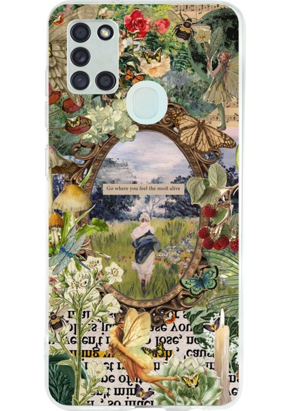 Samsung Galaxy A21S Uyumlu Yeşil Doğa Baskılı Silikon Kılıf