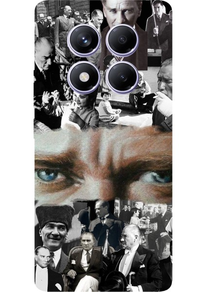 Redmi Note 14 Pro Plus 5g Uyumlu Atatürk Renkli Kolaj Gözler Baskılı Silikon Kılıf