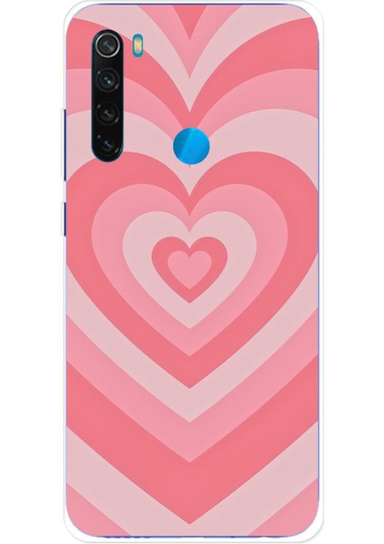 Redmi Note 8 Uyumlu Pembe Kalpler Baskılı Silikon Kılıf