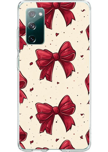 Samsung Galaxy S20 Fe Uyumlu Büyük Kırmızı Fiyonklar Baskılı Silikon Kılıf