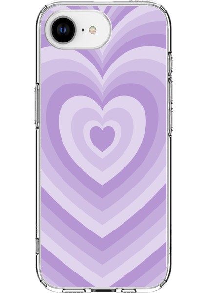 iPhone 16E Uyumlu Mor Kalp Dalgalar Tasarımlı Baskılı Silikon Kılıf