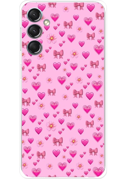 Samsung Galaxy A24 Uyumlu Pembe Minik Kalpler Baskılı Silikon Kılıf