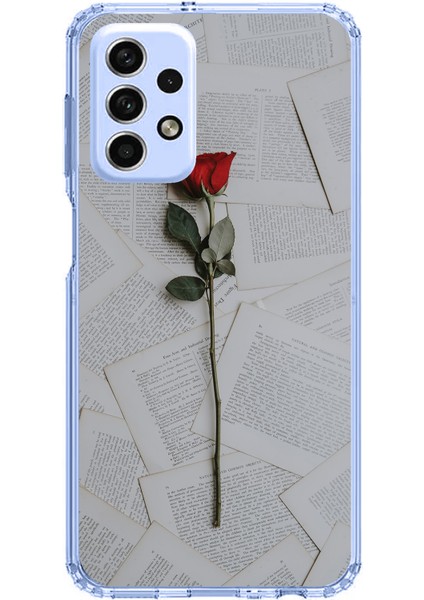 Samsung Galaxy A33 Uyumlu Kırmızı Gül Baskılı Silikon Kılıf