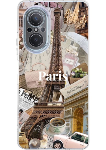 Huawei Nova 9 Se Uyumlu Paris Kolaj Baskılı Silikon Kılıf