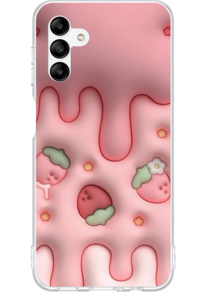 Samsung Galaxy A04S Uyumlu Çilekli Pasta Baskılı Silikon Kılıf