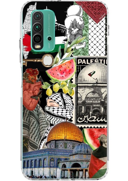 Redmi 9t - Poco M3 Uyumlu Filistin Özgürlük Kolajı Baskılı Silikon Kılıf