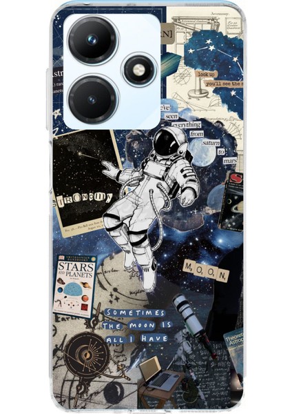 Infinix Hot 30I Uyumlu Retro Astronot Tasarımlı Baskılı Silikon Kılıf