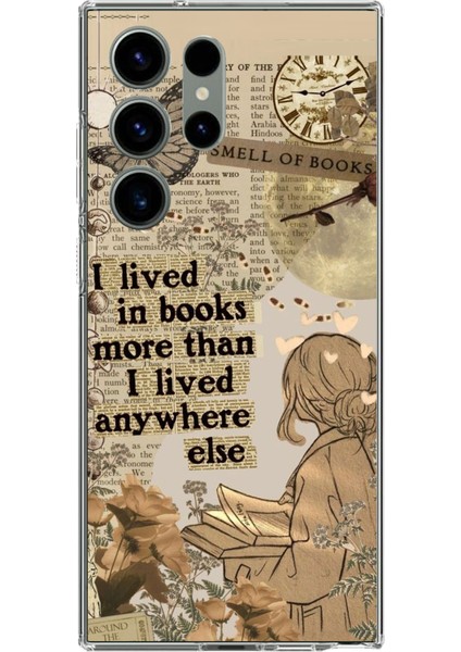 Samsung Galaxy S23 Ultra Uyumlu Kitap Okuyan Kadın Retro Baskılı Silikon Kılıf