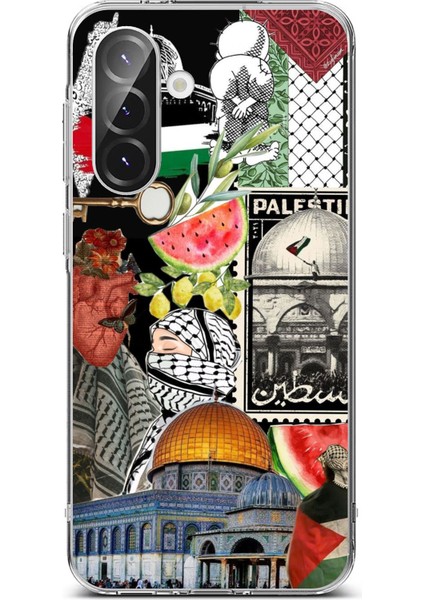 Samsung Galaxy A56 Uyumlu Filistin Özgürlük Kolajı Baskılı Silikon Kılıf