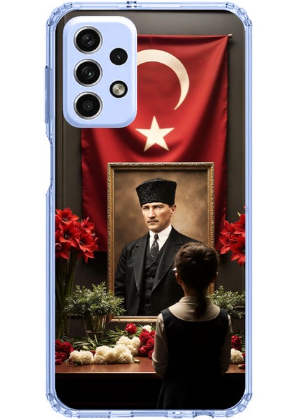 Samsung Galaxy A33 Uyumlu Atatürk Türk Bayrağı Tablo Baskılı Silikon Kılıf