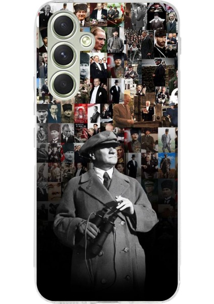 Samsung Galaxy A15 Uyumlu Atatürk Portre Kolaj Baskılı Silikon Kılıf