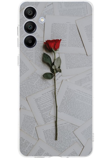 Samsung Galaxy A16 Uyumlu Kırmızı Gül Baskılı Silikon Kılıf