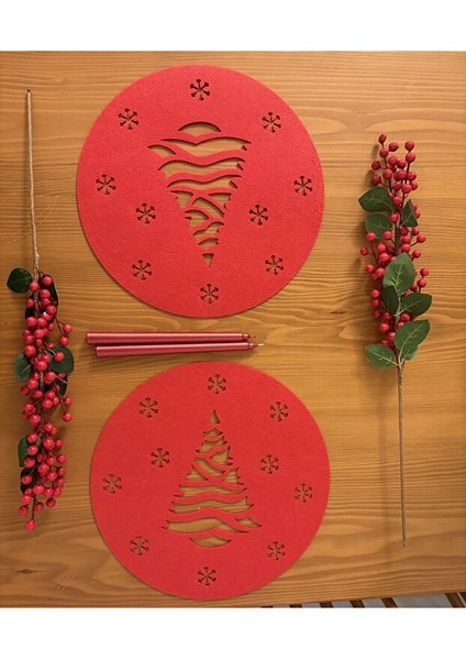 Çam Ağacı Desenli 2'li Amerikan Servis Supla Yılbaşı Özel Konsept 38mm