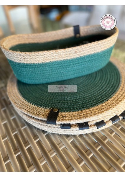 7 Prç Amerikan Servis Seti Supla Hediyelik Hasır Jüt Tress Yemek Masası Davet