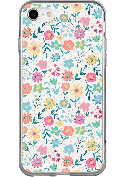 iPhone 6 - 6s Uyumlu Dekoratif Çiçekler Baskılı Silikon Kılıf