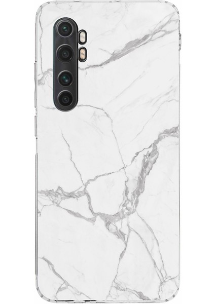 Mi Note 10 Lite Uyumlu Gri Mermer Baskılı Silikon Kılıf