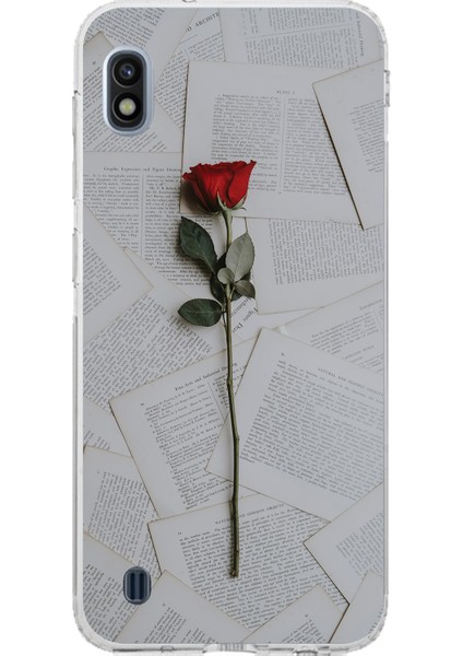 Samsung Galaxy J8 - A6 Plus Uyumlu Kırmızı Gül Baskılı Silikon Kılıf