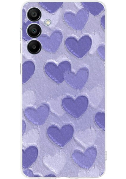 Samsung Galaxy A16 Uyumlu Mor Kalpler Tasarımlı Baskılı Silikon Kılıf