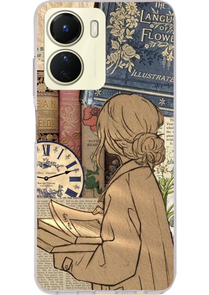 Vivo Y16 Uyumlu Retro Gazete Kadın Tasarımlı Baskılı Silikon Kılıf