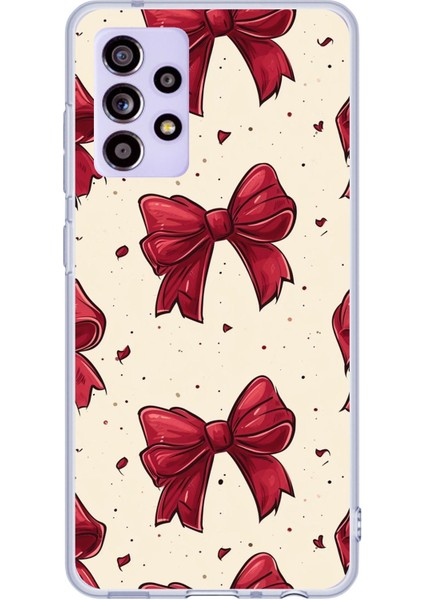 Samsung Galaxy A52 - A52S Uyumlu Büyük Kırmızı Fiyonklar Baskılı Silikon Kılıf