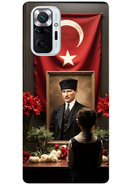 Redmi Note 10 Pro Uyumlu Atatürk Türk Bayrağı Tablo Baskılı Silikon Kılıf