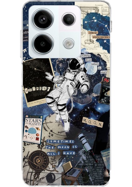 Redmi Note 13 Pro 5g Uyumlu Retro Astronot Tasarımlı Baskılı Silikon Kılıf