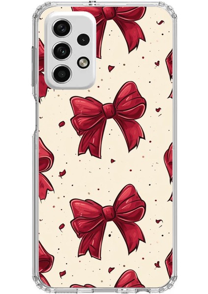 Samsung Galaxy A73 Uyumlu Büyük Kırmızı Fiyonklar Baskılı Silikon Kılıf