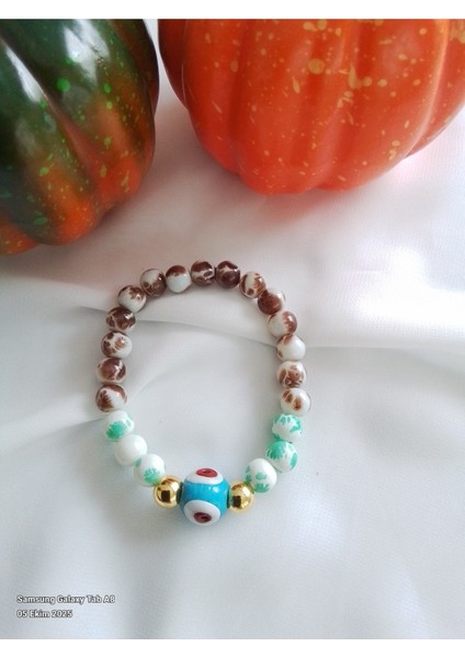 Cam Boncuklu Lastikli Bileklik