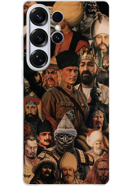 Samsung Galaxy S25 Ultra Uyumlu Türk Büyükleri Kolaj Baskılı Silikon Kılıf