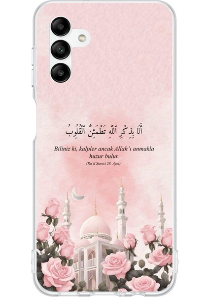 Samsung Galaxy A04S Uyumlu Rad Suresi Cami ve Güller Baskılı Silikon Kılıf