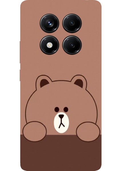 Redmi Note 14 Pro 5g Uyumlu Kahverengi Ayı Tasarımlı Baskılı Silikon Kılıf