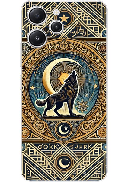 Redmi 12 Uyumlu Yalnız Kurt Göktürk Baskılı Silikon Kılıf
