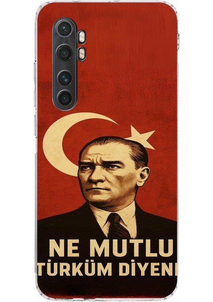 Mi Note 10 Lite Uyumlu Ne Mutlu Türkiye Bayrak Atatürk Baskılı Silikon Kılıf