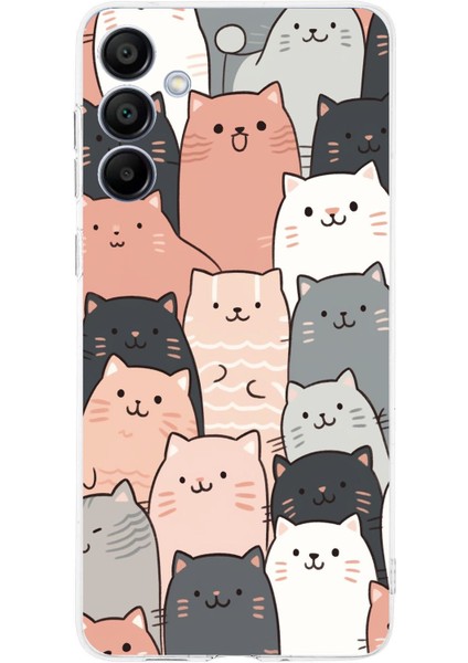 Samsung Galaxy A16 Uyumlu Pufi Kedicikler Tasarımlı Baskılı Silikon Kılıf