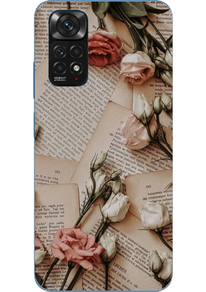 Redmi Note 11 - 11S Uyumlu Retro Gazete Güller Tasarımlı Baskılı Silikon Kılıf