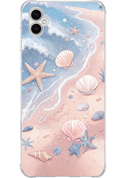 Samsung Galaxy A04 Uyumlu Sahil Deniz Kabuğu Baskılı Silikon Kılıf