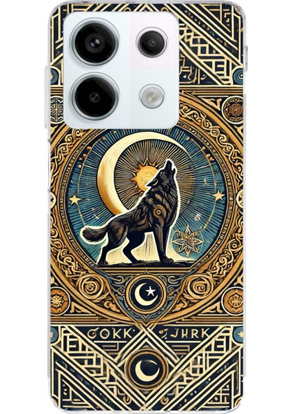 Redmi Note 13 Pro 5g Uyumlu Yalnız Kurt Göktürk Baskılı Silikon Kılıf