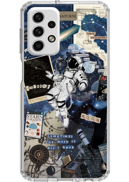 Samsung Galaxy A73 Uyumlu Retro Astronot Tasarımlı Baskılı Silikon Kılıf