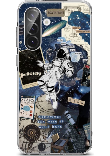 Samsung Galaxy A36 Uyumlu Retro Astronot Tasarımlı Baskılı Silikon Kılıf