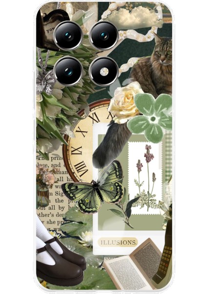 Xiaomi Mi 14T Uyumlu Yeşil Estetik Pano Kolaj Baskılı Silikon Kılıf