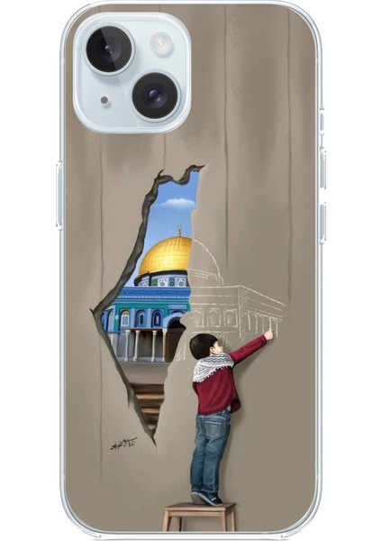 iPhone 15 Uyumlu Mescid-I Aksa Duvar Baskılı Silikon Kılıf