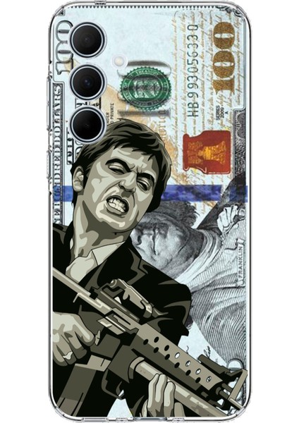Samsung Galaxy A35 Uyumlu Scarface Dolar Tasarımlı Baskılı Silikon Kılıf