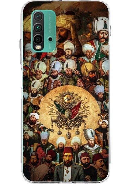 Redmi 9t - Poco M3 Uyumlu Osmanlı Padişahları Baskılı Silikon Kılıf