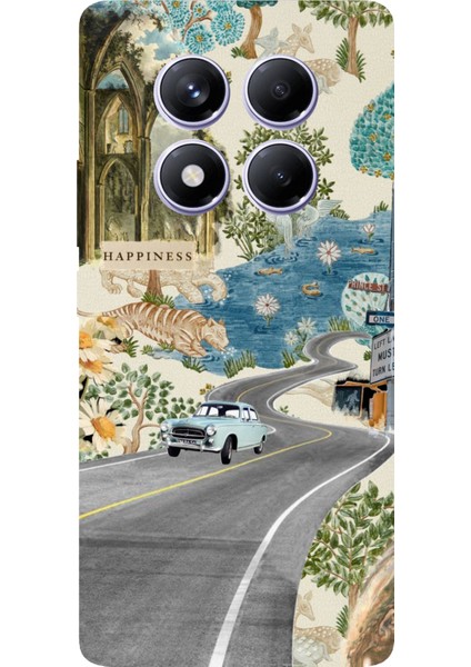 Redmi Note 14 Pro Plus 5g Uyumlu Yeşil Sanatsal Yol Çiçekler Baskılı Silikon Kılıf