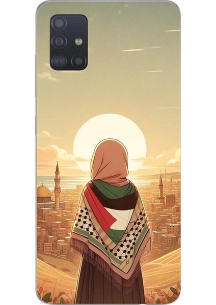 Samsung Galaxy A51 Uyumlu Filistine Özgürlük Kız Baskılı Silikon Kılıf