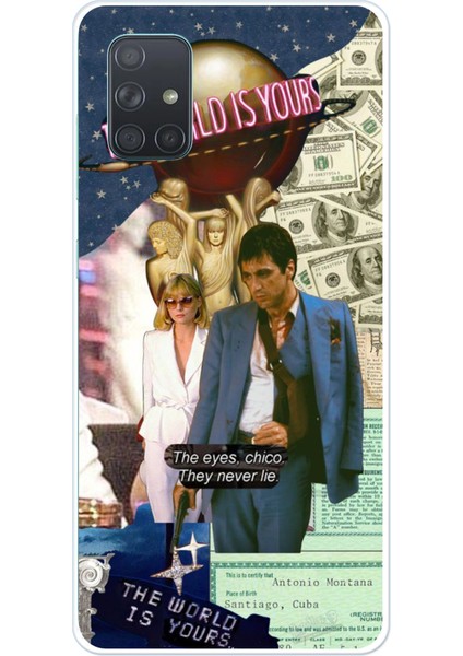 Samsung Galaxy A71 Uyumlu Elvira Hancock & Tony Montana Tasarımlı Baskılı Silikon Kılıf
